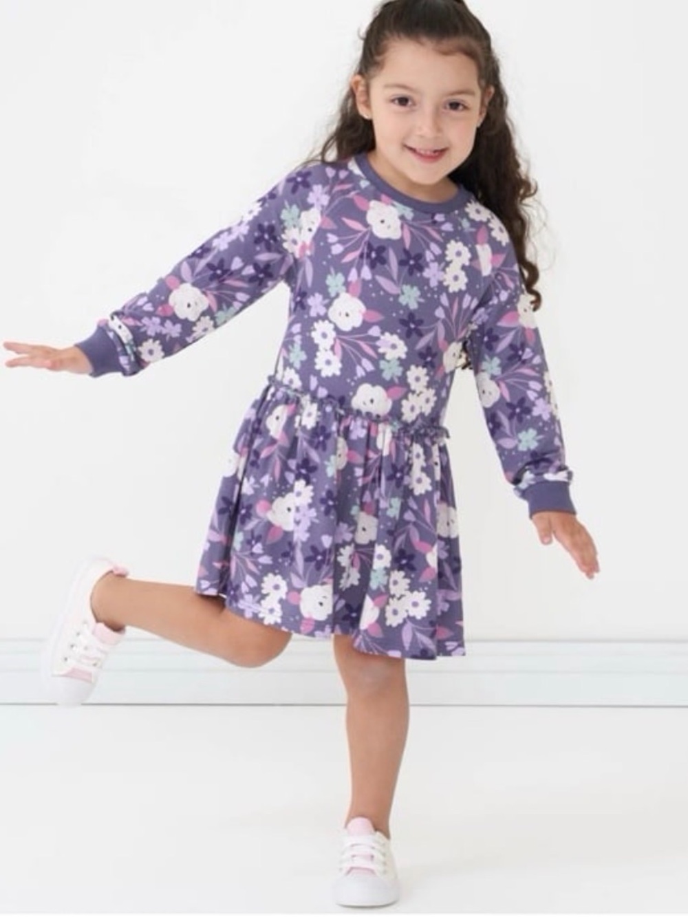 Little Sleepies Purple Floral Long-Sleeve Dress